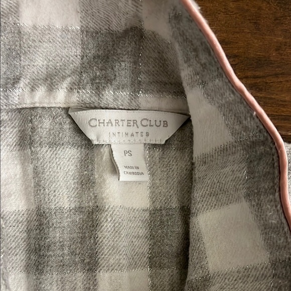 Charter Club Cozy Cotton Women’s Pajamas in Gray Checkered Pattern, Sz PS - Picture 2 of 8